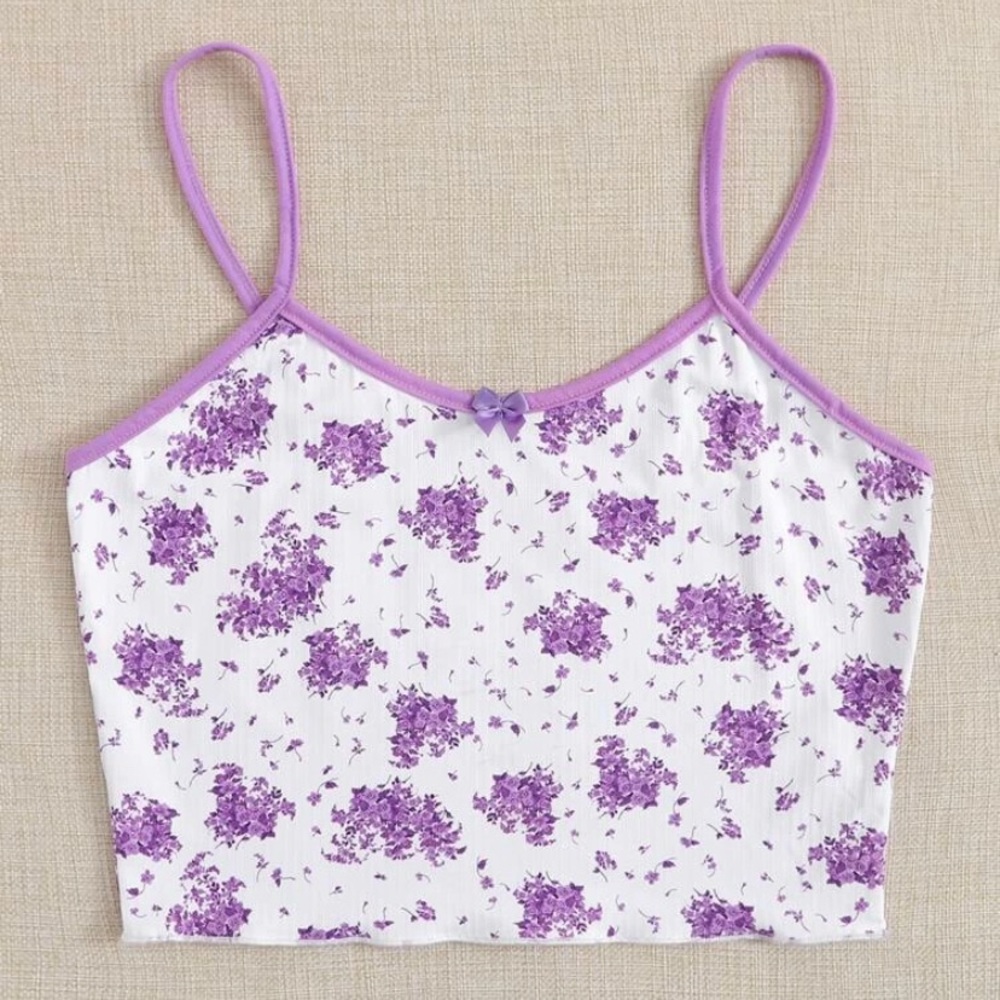 Purple Flower Crop Top